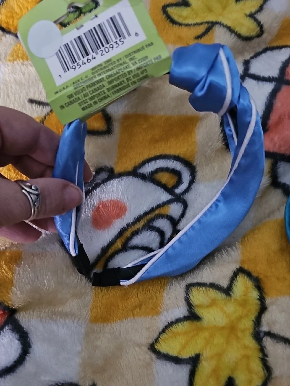 Blue Satin Knot Headband with White Trim - Unbranded